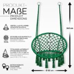 Leagan suspendat din bumbac, capacitate pana la 200 kg, pentru interior/exterior, 77 x 142 cm, verde - imagine 6