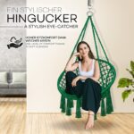 Leagan suspendat din bumbac, capacitate pana la 200 kg, pentru interior/exterior, 77 x 142 cm, verde - imagine 7