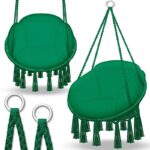 Leagan suspendat din bumbac, capacitate pana la 200 kg, pentru interior/exterior, 77 x 142 cm, verde