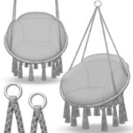 Leagan suspendat din bumbac, capacitate pana la 200 kg, pentru interior/exterior, 77 x 142 cm, gri