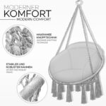Leagan suspendat din bumbac, capacitate pana la 200 kg, pentru interior/exterior, 77 x 142 cm, gri - imagine 3