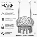 Leagan suspendat din bumbac, capacitate pana la 200 kg, pentru interior/exterior, 77 x 142 cm, gri - imagine 6