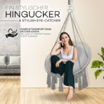Leagan suspendat din bumbac, capacitate pana la 200 kg, pentru interior/exterior, 77 x 142 cm, gri - imagine 7