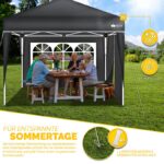 Pavilion de gradina/terasa, 2 pereti laterali, inaltime reglabila, 3x3m, antracit - imagine 4