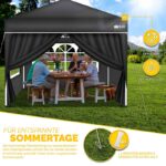 Pavilion de gradina/terasa, 4 pereti laterali, inaltime reglabila, 3x3m, negru - imagine 4
