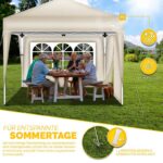Pavilion de gradina/terasa, 2 pereti laterali, inaltime reglabila, 3x3m, crem - imagine 4