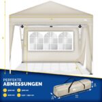 Pavilion de gradina/terasa, 2 pereti laterali, inaltime reglabila, 3x3m, crem - imagine 6