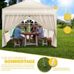 Pavilion de gradina/terasa, 4 pereti laterali, inaltime reglabila, 3x3m, crem - imagine 4