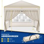 Pavilion de gradina/terasa, 4 pereti laterali, inaltime reglabila, 3x3m, crem - imagine 8