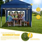 Pavilion de gradina/terasa, 2 pereti laterali, inaltime reglabila, 3x3m, albastru - imagine 3