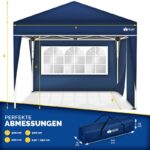 Pavilion de gradina/terasa, 2 pereti laterali, inaltime reglabila, 3x3m, albastru - imagine 7