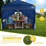 Pavilion de gradina/terasa, 4 pereti laterali, inaltime reglabila, 3x3m, albastru - imagine 4