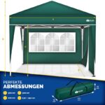 Pavilion de gradina/terasa, 2 pereti laterali, inaltime reglabila, 3x3m, verde - imagine 8