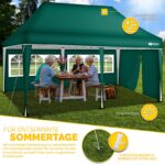 Pavilion de gradina/terasa,Tillvex, cu fermoar, 3 pereti laterali, inaltime reglabila, 3x6m, verde - imagine 4