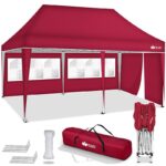 Pavilion de gradina/terasa, cu fermoar, 3 pereti laterali, inaltime reglabila, 3x6m, rosu