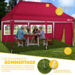 Pavilion de gradina/terasa, cu fermoar, 3 pereti laterali, inaltime reglabila, 3x6m, rosu - imagine 4