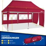 Pavilion de gradina/terasa, cu fermoar, 3 pereti laterali, inaltime reglabila, 3x6m, rosu - imagine 9