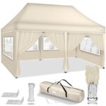 Pavilion de gradina/terasa,Tillvex, 6 pereti laterali, inaltime reglabila, 3x6m, crem