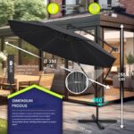 Umbrela pentru gradina si terasa, Tillvex, Ø 350 cm, husa, protectie UV 50+, 8 spite, rotatie 360°, inclinare reglabila, tesatura 180 g/m², antracit - imagine 2