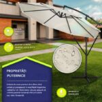 Umbrela pentru gradina si terasa, Tillvex, Ø 350 cm, husa, protectie UV 50+, 8 spite, rotatie 360°, inclinare reglabila, tesatura 180 g/m², crem - imagine 3