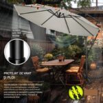 Umbrela pentru gradina si terasa, Tillvex, Ø 350 cm, husa, protectie UV 50+, 8 spite, rotatie 360°, inclinare reglabila, tesatura 180 g/m², crem - imagine 6