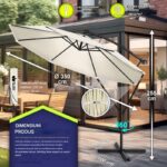 Umbrela pentru gradina si terasa, Tillvex, Ø 350 cm, husa, protectie UV 50+, 8 spite, rotatie 360°, inclinare reglabila, tesatura 180 g/m², crem - imagine 5
