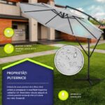 Umbrela pentru gradina si terasa, Tillvex, Ø 350 cm, husa, protectie UV 50+, 8 spite, rotatie 360°, inclinare reglabila, tesatura 180 g/m², gri - imagine 6