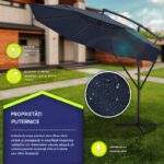 Umbrela pentru gradina si terasa, Tillvex, Ø 350 cm, husa, protectie UV 50+, 8 spite, rotatie 360°, inclinare reglabila, tesatura 180 g/m², albastru - imagine 2