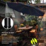 Umbrela pentru gradina si terasa, Tillvex, Ø 350 cm, husa, protectie UV 50+, 8 spite, rotatie 360°, inclinare reglabila, tesatura 180 g/m², albastru - imagine 5