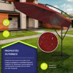 Umbrela pentru gradina si terasa, Tillvex, Ø 350 cm, husa, protectie UV 50+, 8 spite, rotatie 360°, inclinare reglabila, tesatura 180 g/m², rosu - imagine 6