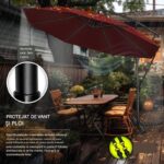 Umbrela pentru gradina si terasa, Tillvex, Ø 350 cm, husa, protectie UV 50+, 8 spite, rotatie 360°, inclinare reglabila, tesatura 180 g/m², rosu - imagine 3