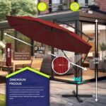 Umbrela pentru gradina si terasa, Tillvex, Ø 350 cm, husa, protectie UV 50+, 8 spite, rotatie 360°, inclinare reglabila, tesatura 180 g/m², rosu - imagine 2