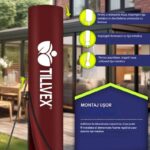 Umbrela pentru gradina si terasa, Tillvex, Ø 350 cm, husa, protectie UV 50+, 8 spite, rotatie 360°, inclinare reglabila, tesatura 180 g/m², rosu - imagine 5