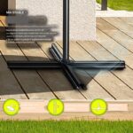 Umbrela cu iluminare LED pentru gradina si terasa, Tillvex, Ø 350 cm, husa, 8 spite, rotire 360°, protectie UV 50+, poliester de 180 g/m², manivela, gri - imagine 8