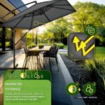 Umbrela de soare dreptunghiulara pentru gradina si terasa, Tillvex®, Ø 330 cm, inclinabila, protectie UV 50+, husa protectie, rotativa la 360°, cu manivela, antracit - imagine 2