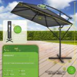 Umbrela de soare dreptunghiulara pentru gradina si terasa, Tillvex®, Ø 330 cm, inclinabila, protectie UV 50+, husa protectie, rotativa la 360°, cu manivela, antracit - imagine 3