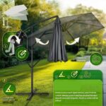 Umbrela de soare dreptunghiulara pentru gradina si terasa, Tillvex®, Ø 330 cm, inclinabila, protectie UV 50+, husa protectie, rotativa la 360°, cu manivela, antracit - imagine 4