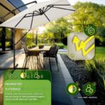 Umbrela de soare patrata, pentru gradina si terasa, Tillvex®, Ø 330 cm, inclinabila, protectie UV 50+, husa protectie, rotativa la 360°, cu manivela, crem - imagine 4