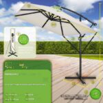 Umbrela de soare patrata, pentru gradina si terasa, Tillvex®, Ø 330 cm, inclinabila, protectie UV 50+, husa protectie, rotativa la 360°, cu manivela, crem - imagine 3