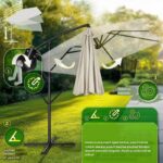 Umbrela de soare patrata, pentru gradina si terasa, Tillvex®, Ø 330 cm, inclinabila, protectie UV 50+, husa protectie, rotativa la 360°, cu manivela, crem - imagine 2