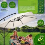 Umbrela de soare patrata, pentru gradina si terasa, Tillvex®, Ø 330 cm, inclinabila, protectie UV 50+, husa protectie, rotativa la 360°, cu manivela, crem - imagine 5
