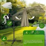 Umbrela patrata cu LED pentru gradina si terasa, Tillvex®, Ø 330 cm, inclinabila, protectie UV 50+, husa protectie, rotativa la 360°, cu manivela, maro - imagine 7