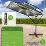 Umbrela patrata cu LED pentru gradina si terasa, Tillvex®, Ø 330 cm, inclinabila, protectie UV 50+, husa protectie, rotativa la 360°, cu manivela, antracit - imagine 3