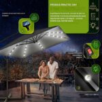 Umbrela patrata cu LED pentru gradina si terasa, Tillvex®, Ø 330 cm, inclinabila, protectie UV 50+, husa protectie, rotativa la 360°, cu manivela, antracit - imagine 4