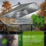 Umbrela patrata cu LED pentru gradina si terasa, Tillvex®, Ø 330 cm, inclinabila, protectie UV 50+, husa protectie, rotativa la 360°, cu manivela, antracit - imagine 2