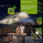 Umbrela patrata cu LED pentru gradina si terasa, Tillvex®, Ø 330 cm, inclinabila, protectie UV 50+, husa protectie, rotativa la 360°, cu manivela, maro - imagine 4
