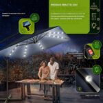 Umbrela patrata cu LED pentru gradina si terasa, Tillvex®, Ø 330 cm, inclinabila, protectie UV 50+, husa protectie, rotativa la 360°, cu manivela, albastru - imagine 3