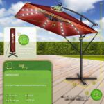 Umbrela patrata cu LED pentru gradina si terasa, Tillvex®, Ø 330 cm, inclinabila, protectie UV 50+, husa protectie, rotativa la 360°, cu manivela, rosu - imagine 4