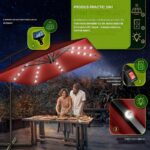 Umbrela patrata cu LED pentru gradina si terasa, Tillvex®, Ø 330 cm, inclinabila, protectie UV 50+, husa protectie, rotativa la 360°, cu manivela, rosu - imagine 3