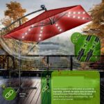 Umbrela patrata cu LED pentru gradina si terasa, Tillvex®, Ø 330 cm, inclinabila, protectie UV 50+, husa protectie, rotativa la 360°, cu manivela, rosu - imagine 2